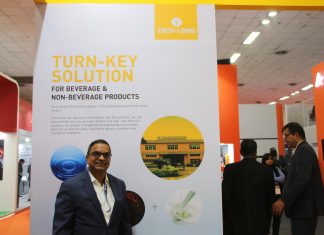 Tech-Long Packaging Machinery at Drink Technology India 2019 Vithal Kalbate, regional director, Tech-Long at Tech-Long stand in Drink Technology India 2019. Photo PSA
