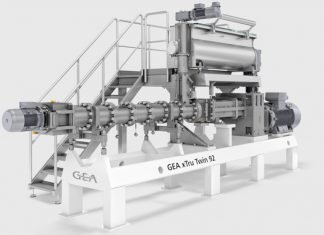 The upgraded Gea xTru Twin 92 high-capacity extruder offers users up to 40 percent higher capacity with the same efficiency, quality, and footprint. (Photo Gea)