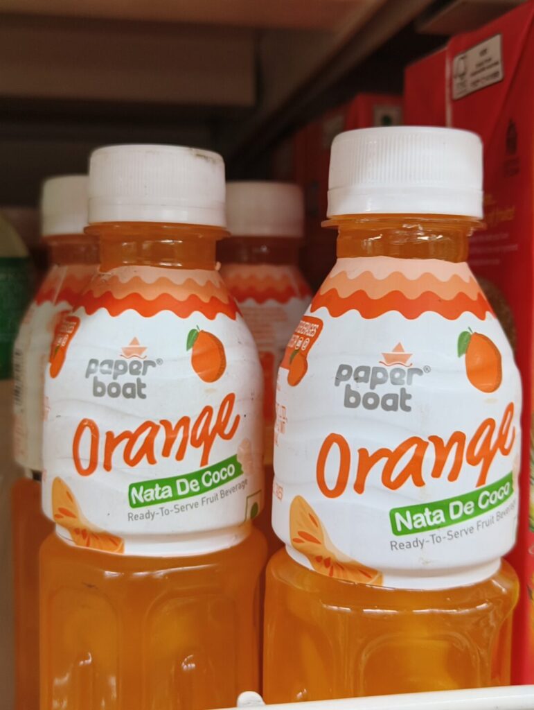 Paper Boat's Orange Nata De Coco PET bottle. Photo