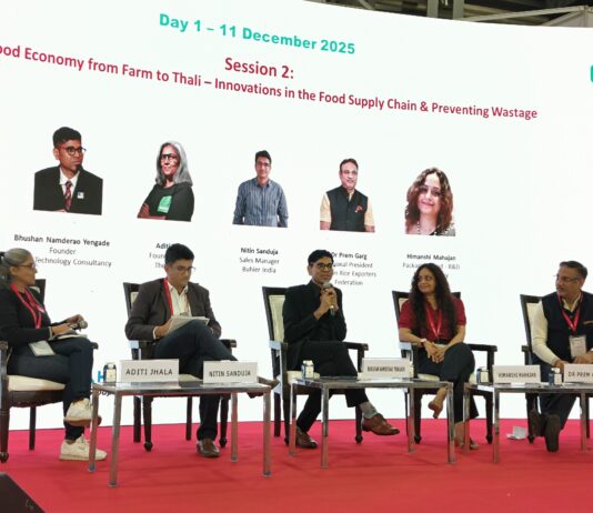 A panel discussion in progress on day 1 of the FoodTekPack conference in Greater Noida